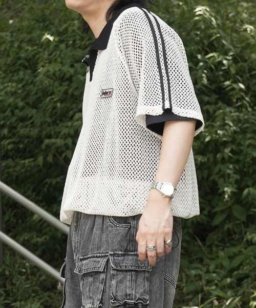 25SS ワンポイント サイドライン スポーツ メッシュ スキッパー