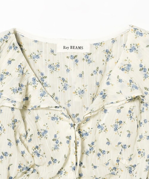 Ray BEAMS フラワープリントシャーリングブラウス Ray BEAMS（レイ ビームス）フラワー プリント シャーリング