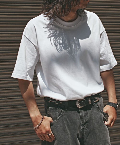ALL RUNS(オールランズ)の「オーバーサイズ ベーシックトップス 半袖Tシャツ メンズ 夏物 夏服(Tシャツ/カットソー・メンズ・ダークグレー/ダークグリーン/ブラック/ホワイト・M/XL/L)」の9枚目の写真