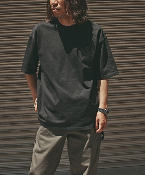 ALL RUNS(オールランズ)の「オーバーサイズ ベーシックトップス 半袖Tシャツ メンズ 夏物 夏服(Tシャツ/カットソー・メンズ・ダークグレー/ダークグリーン/ブラック/ホワイト・M/XL/L)」の12枚目の写真