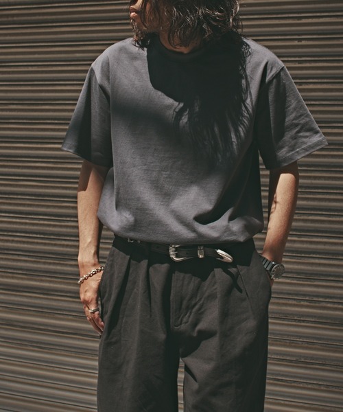 ALL RUNS(オールランズ)の「オーバーサイズ ベーシックトップス 半袖Tシャツ メンズ 夏物 夏服(Tシャツ/カットソー・メンズ・ダークグレー/ダークグリーン/ブラック/ホワイト・M/XL/L)」の17枚目の写真