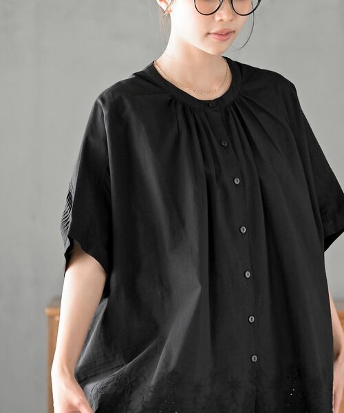rps(アールピーエス)の「裾刺繍バンドカラードルマンブラウス(シャツ/ブラウス・レディース・オフホワイト/ブラック・フリー)」の15枚目の写真