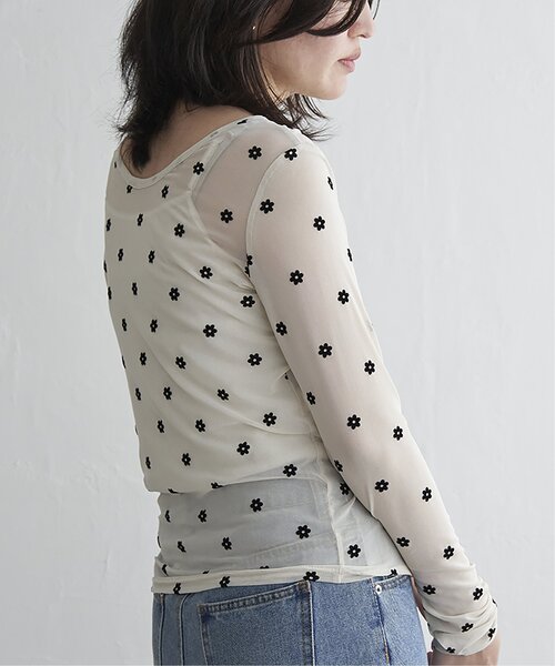 VENCEEXCHANGE（ヴァンスエクスチェンジ）の「シアーフラワーフロッキープルオーバー（Tシャツ/カットソー・レディース・ブラック/アイボリー/グレー・FREE）」の2枚目の写真