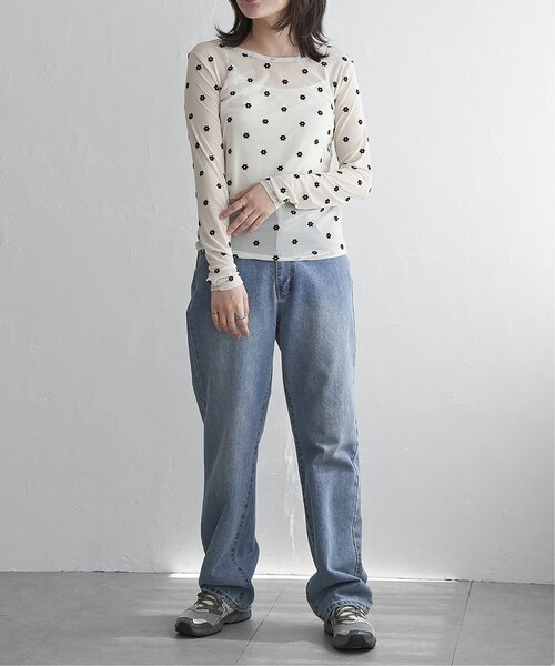 VENCEEXCHANGE（ヴァンスエクスチェンジ）の「シアーフラワーフロッキープルオーバー（Tシャツ/カットソー・レディース・ブラック/アイボリー/グレー・FREE）」の9枚目の写真