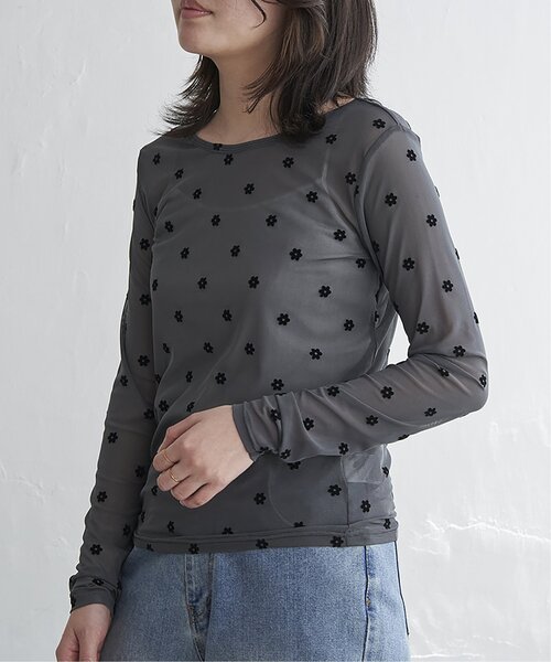 VENCEEXCHANGE（ヴァンスエクスチェンジ）の「シアーフラワーフロッキープルオーバー（Tシャツ/カットソー・レディース・ブラック/アイボリー/グレー・FREE）」の12枚目の写真