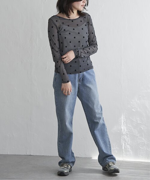 VENCEEXCHANGE（ヴァンスエクスチェンジ）の「シアーフラワーフロッキープルオーバー（Tシャツ/カットソー・レディース・ブラック/アイボリー/グレー・FREE）」の13枚目の写真