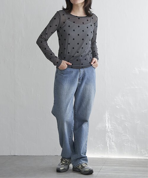 VENCEEXCHANGE（ヴァンスエクスチェンジ）の「シアーフラワーフロッキープルオーバー（Tシャツ/カットソー・レディース・ブラック/アイボリー/グレー・FREE）」の15枚目の写真