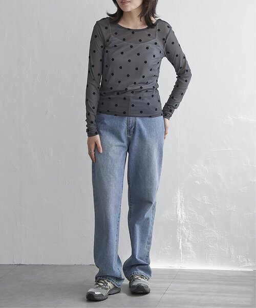 VENCEEXCHANGE（ヴァンスエクスチェンジ）の「シアーフラワーフロッキープルオーバー（Tシャツ/カットソー・レディース・ブラック/アイボリー/グレー・FREE）」の16枚目の写真