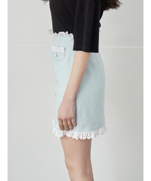 etre loin（エトルワン）の「Lace trimming mini skirt（スカート・レディース・グレー/ブラック/ミント・M）」の6枚目の写真