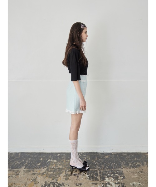 etre loin（エトルワン）の「Lace trimming mini skirt（スカート・レディース・グレー/ブラック/ミント・M）」の12枚目の写真