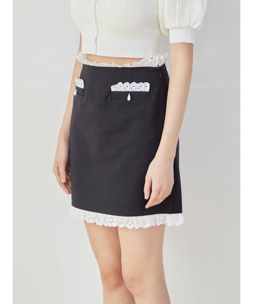 Lace trimming mini skirt（スカート）｜etre loin（エトルワン
