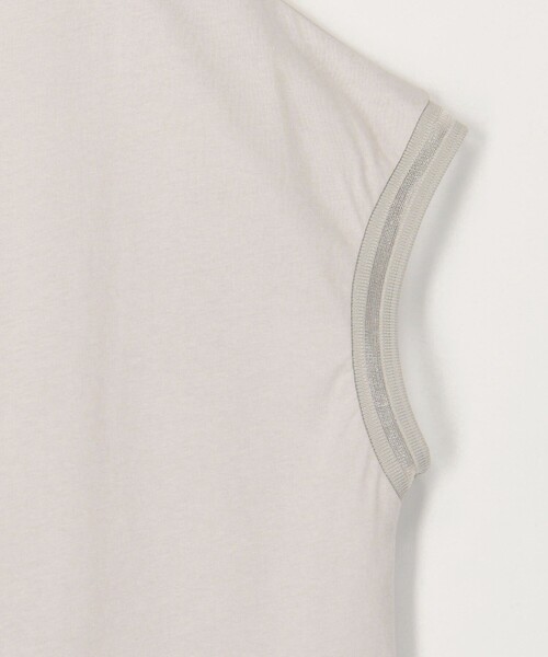 MICO COULIER（ミコクリエ）の「リブ部分シアー フレンチスリーブTシャツ（Tシャツ/カットソー・レディース・ブラック/オフホワイト/グレイッシュベージュ・38）」の9枚目の写真