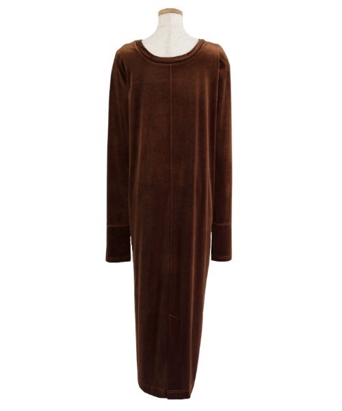 セール】フィンガースリーブベロアロングワンピ―ス（ワンピース