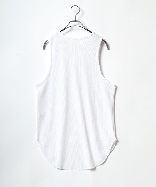 ANPAS（アンパス）の「Waffle Roundhem layered tank top/ワッフルタンクトップ レディース メンズ レイヤード ラウンドヘム（タンクトップ・メンズ・ブラック/ホワイト・M/L）」の3枚目の写真