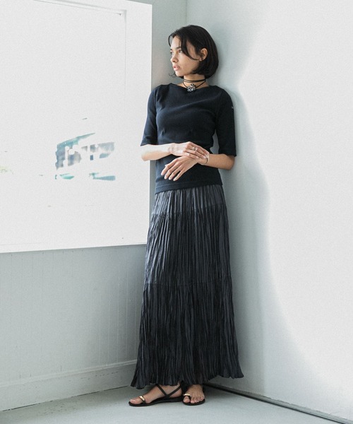 Le Minor(ルミノア)の「『別注』Le minor×UR Rib short sleeve t-shirts(Tシャツ/カットソー・レディース・その他1/ブラック・FREE)」の8枚目の写真