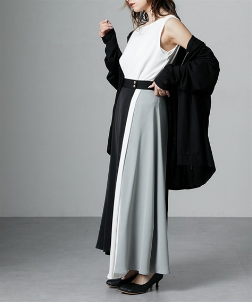 Soiunique（スワユニーク）の「配色カラーパターンイレギュラーヘムスカート　［Soiunique］（スカート・レディース・ブラック系/グリーン系・LL/M/L）」の7枚目の写真