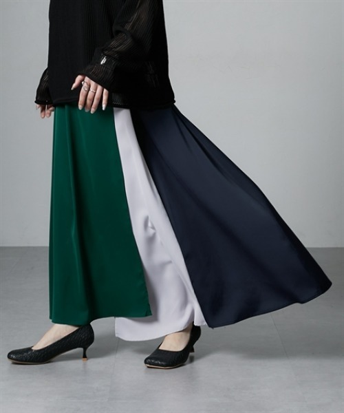 Soiunique（スワユニーク）の「配色カラーパターンイレギュラーヘムスカート　［Soiunique］（スカート・レディース・ブラック系/グリーン系・LL/M/L）」の10枚目の写真