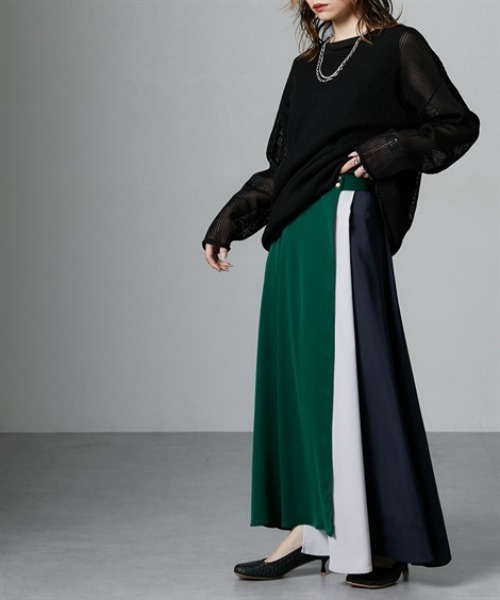 Soiunique（スワユニーク）の「配色カラーパターンイレギュラーヘムスカート　［Soiunique］（スカート・レディース・ブラック系/グリーン系・LL/M/L）」の13枚目の写真