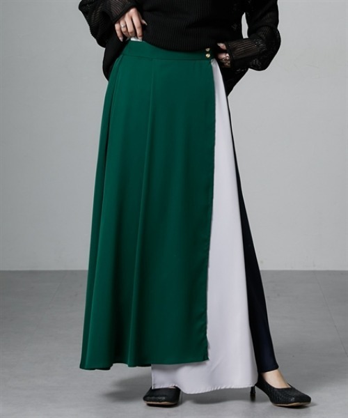 Soiunique（スワユニーク）の「配色カラーパターンイレギュラーヘムスカート　［Soiunique］（スカート・レディース・ブラック系/グリーン系・LL/M/L）」の14枚目の写真