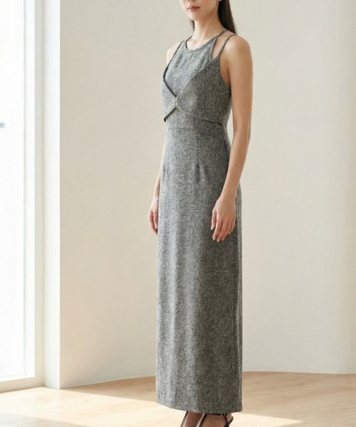 Per sist ence（パーシエンス）の「ツイードタイトキャミワンピース / ロングワンピース（ワンピース・レディース・アイボリー/ブラック/グレー/ブラウン・ONE SIZE）」の4枚目の写真