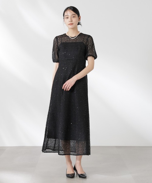 kaene(カエン)の「kaene/スパンコールレースドレス(ドレス・レディース・ブラック/サックスブルー・S/XS)」の1枚目の写真