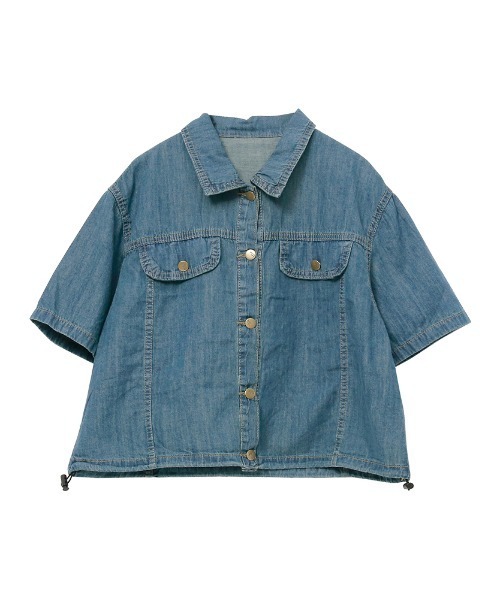 デニムブルー クロップドジャケット 半袖