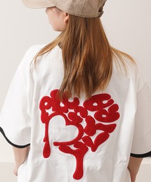 ドリップハート サガラ刺繍 リンガーTシャツ / Drip Heart Sagara Embroidery Ringer T-Shirt