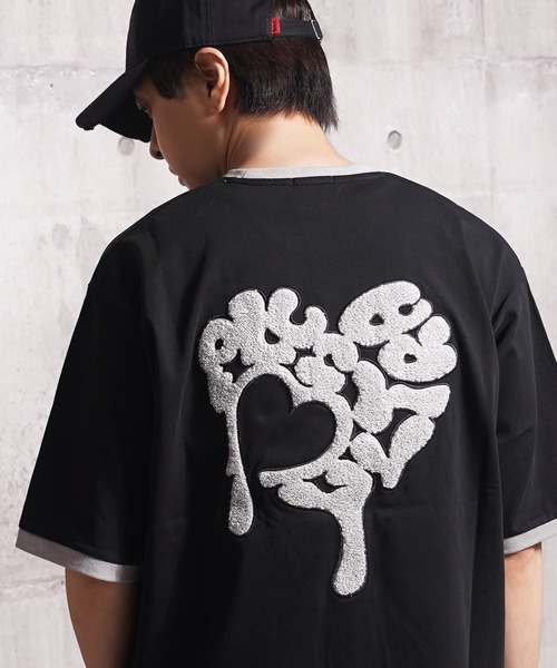 ドリップハート サガラ刺繍 リンガーTシャツ / Drip Heart Sagara