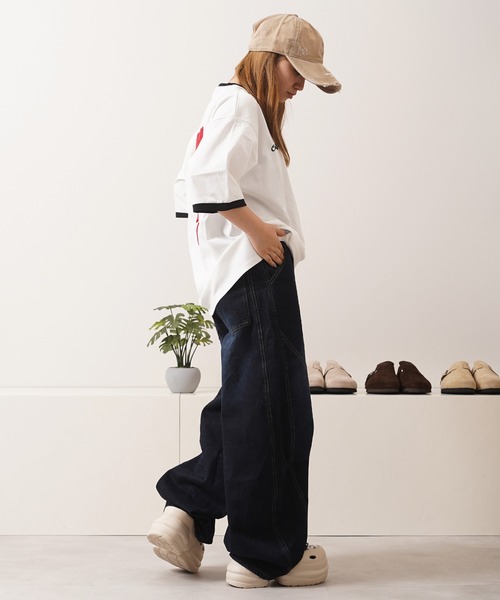 1111clothing(ワンフォークロージング)の「ドリップハート サガラ刺繍 リンガーTシャツ / Drip Heart Sagara Embroidery Ringer T-Shirt(Tシャツ/カットソー・メンズ・ブラック/カモフラージュ/オフホワイト・M/XL/L)」の11枚目の写真