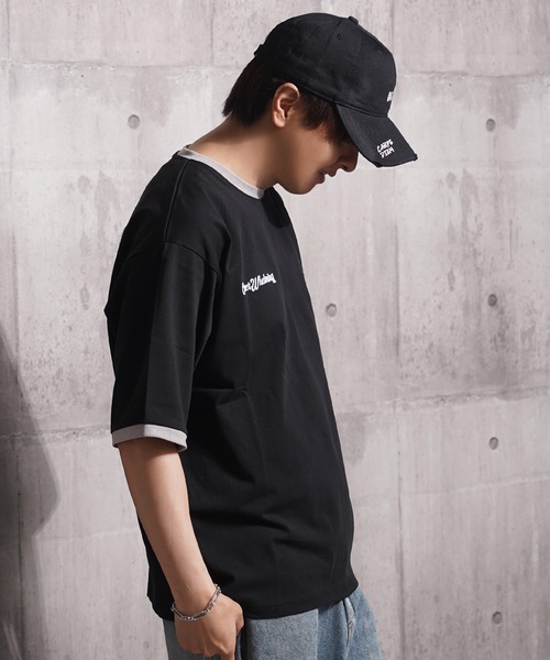 1111clothing(ワンフォークロージング)の「ドリップハート サガラ刺繍 リンガーTシャツ / Drip Heart Sagara Embroidery Ringer T-Shirt(Tシャツ/カットソー・メンズ・ブラック/カモフラージュ/オフホワイト・M/XL/L)」の16枚目の写真