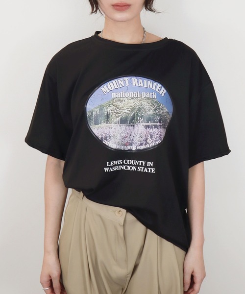 Reurie'（レウリィ）の「【ZOZO限定】ラウンドグラフィックT／round graphic T 半袖 クルーネック オーバーサイズ プリントT グラフィック カジュアル ベーシック（Tシャツ/カットソー・レディース・ホワイト/ブラック/グレー・FREE）」の15枚目の写真