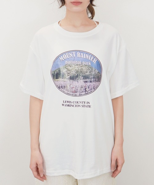 Reurie'（レウリィ）の「【ZOZO限定】ラウンドグラフィックT／round graphic T 半袖 クルーネック オーバーサイズ プリントT グラフィック カジュアル ベーシック（Tシャツ/カットソー・レディース・ホワイト/ブラック/グレー・FREE）」の18枚目の写真