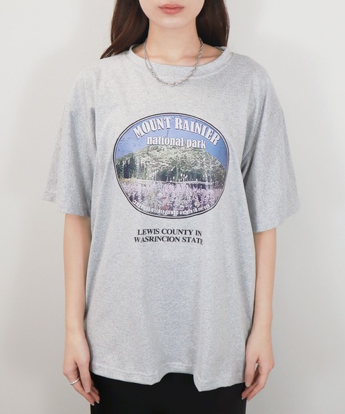 Reurie'（レウリィ）の「【ZOZO限定】ラウンドグラフィックT／round graphic T 半袖 クルーネック オーバーサイズ プリントT グラフィック カジュアル ベーシック（Tシャツ/カットソー・レディース・ホワイト/ブラック/グレー・FREE）」の21枚目の写真