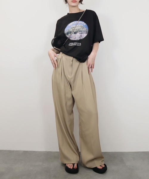 Reurie'（レウリィ）の「【ZOZO限定】ラウンドグラフィックT／round graphic T 半袖 クルーネック オーバーサイズ プリントT グラフィック カジュアル ベーシック（Tシャツ/カットソー・レディース・ホワイト/ブラック/グレー・FREE）」の16枚目の写真