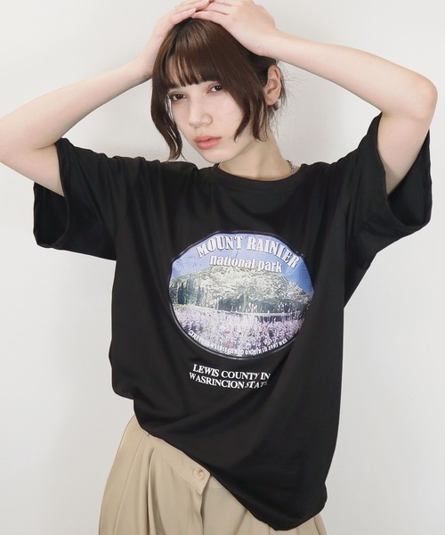 Reurie'（レウリィ）の「【ZOZO限定】ラウンドグラフィックT／round graphic T 半袖 クルーネック オーバーサイズ プリントT グラフィック カジュアル ベーシック（Tシャツ/カットソー・レディース・ホワイト/ブラック/グレー・FREE）」の17枚目の写真