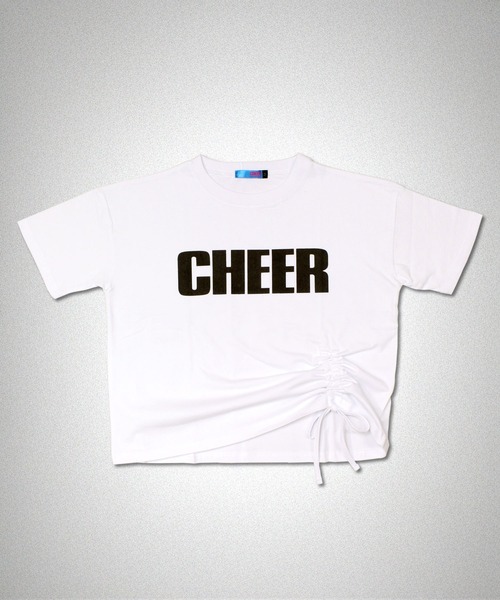 CHEER(チアー)の「アシンメトリーシャーリングデザイントップス(Tシャツ/カットソー・レディース・ホワイト/ブラック・S/M)」の2枚目の写真