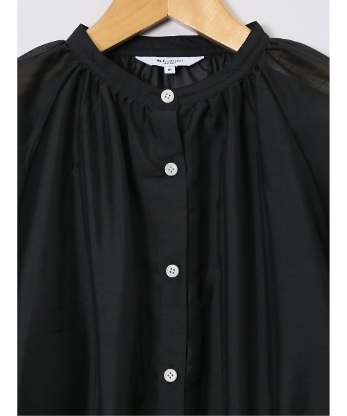 m.f.editorial（エムエフエディトリアル）の「【吸汗速乾 軽量】m.f.エディトリアルレディース ラグランギャザー シアー長袖シャツ（シャツ/ブラウス・レディース・ブラック/ピンク系その他/グレー系その他2・MEDIUM/LARGE）」の10枚目の写真