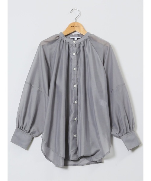 m.f.editorial（エムエフエディトリアル）の「【吸汗速乾 軽量】m.f.エディトリアルレディース ラグランギャザー シアー長袖シャツ（シャツ/ブラウス・レディース・ブラック/ピンク系その他/グレー系その他2・MEDIUM/LARGE）」の20枚目の写真