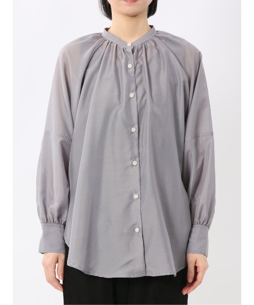 m.f.editorial（エムエフエディトリアル）の「【吸汗速乾 軽量】m.f.エディトリアルレディース ラグランギャザー シアー長袖シャツ（シャツ/ブラウス・レディース・ブラック/ピンク系その他/グレー系その他2・MEDIUM/LARGE）」の21枚目の写真