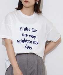 BRODIAEA 歯ブラシ加工ロゴ半袖Tシャツ