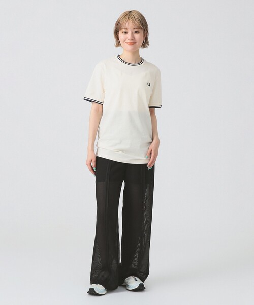 Ray BEAMS（レイビームス）の「メッシュ シアー ライン パンツ（その他パンツ・レディース・ダークブラウン/ブラック・0/1）」の3枚目の写真