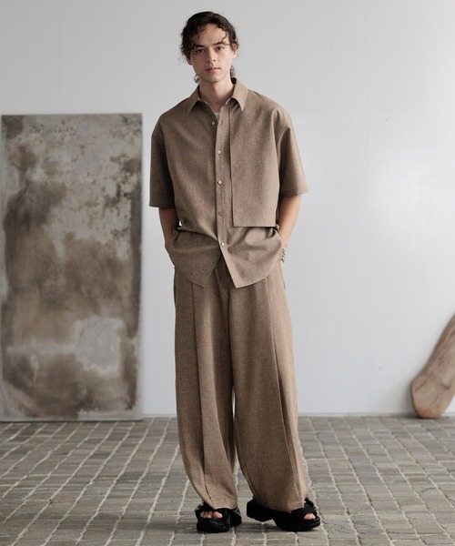 HARE(ハレ)の「【SET UP対応】メランジLUXSシャツ(HARE)(シャツ/ブラウス・メンズ・ブラウン/ブラック/ブルー・FREE)」の14枚目の写真