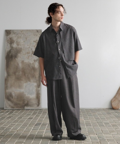 HARE(ハレ)の「【SET UP対応】メランジLUXSシャツ(HARE)(シャツ/ブラウス・メンズ・ブラウン/ブラック/ブルー・FREE)」の17枚目の写真