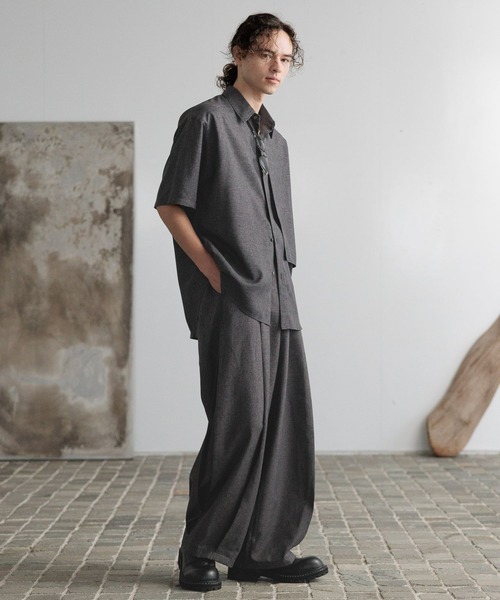 HARE(ハレ)の「【SET UP対応】メランジLUXSシャツ(HARE)(シャツ/ブラウス・メンズ・ブラウン/ブラック/ブルー・FREE)」の19枚目の写真