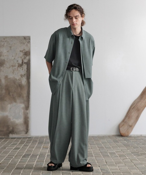 HARE(ハレ)の「【SET UP対応】メランジLUXSシャツ(HARE)(シャツ/ブラウス・メンズ・ブラウン/ブラック/ブルー・FREE)」の22枚目の写真