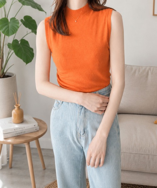 Amulet(アミュレット)の「人気アイテム♪大人上品なノースリーブハイネックニット(ニット/セーター・レディース・アイボリー/ブラック/グレー/グリーン/ホワイト/ベージュ/オレンジ・FREE)」の18枚目の写真