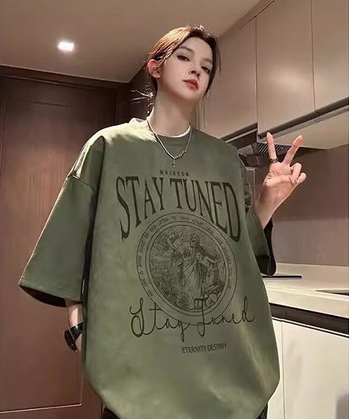 WARAIJOGO(ワライジョウゴ)の「【WARAIJOGO】ベロアタッチオーバーサイズプリントTシャツ(NEZ)(Tシャツ/カットソー・レディース・ブラック/グレー/パープル/ブラウン/レッド/グリーン・FREE)」の5枚目の写真