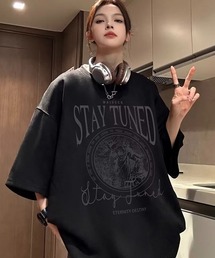 【WARAIJOGO】ベロアタッチオーバーサイズプリントTシャツ(NEZ)