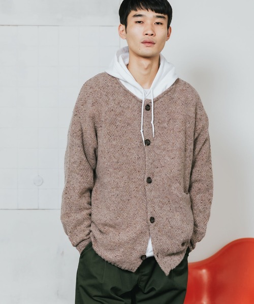 ROOPTOKYO（ループトウキョウ）の「ウール混5G鹿の子編みカラーネップクルーネックカーディガン（カーディガン/ボレロ・メンズ・ベージュ・L）」の6枚目の写真