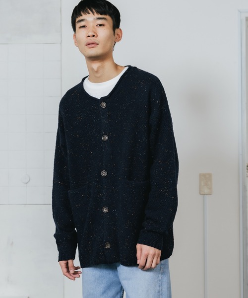 ROOPTOKYO（ループトウキョウ）の「ウール混5G鹿の子編みカラーネップクルーネックカーディガン（カーディガン/ボレロ・メンズ・ベージュ・L）」の10枚目の写真